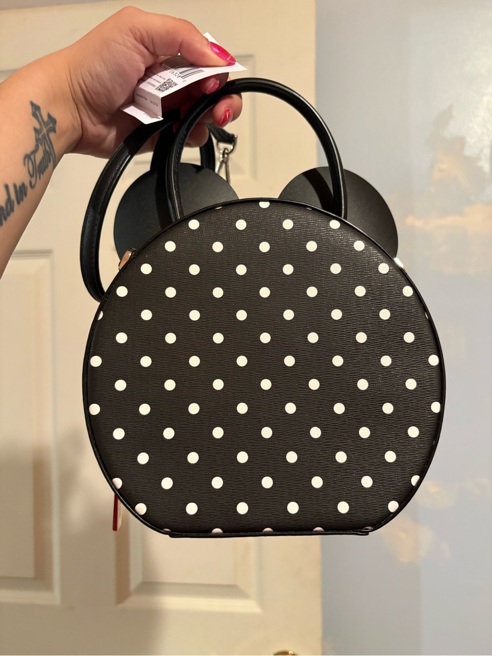 Kate Spade NWT Disney Minnie Mouse Crossbody B&W Polka Dot Red Bow - Picture 3 of 6